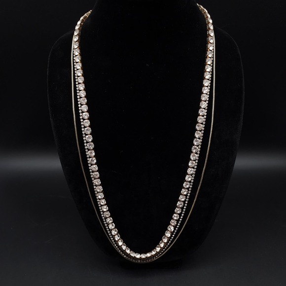 Paula Abdul Rhinestone Layered Necklace Fashion Jewelry - Picture 1 of 9